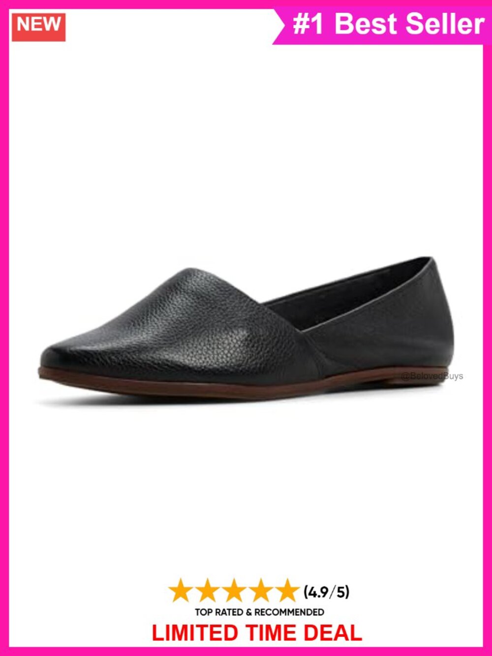 Pointy Toe Tumbled Leather Slip-On Loafer Flats